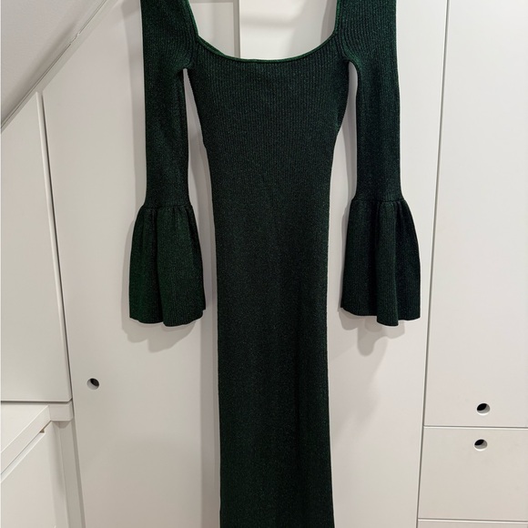 Self-Portrait Green Lurex Knit Party Dress - Picture 6 of 8